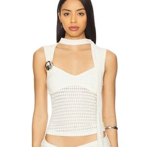 Lioness white tank with silver detail